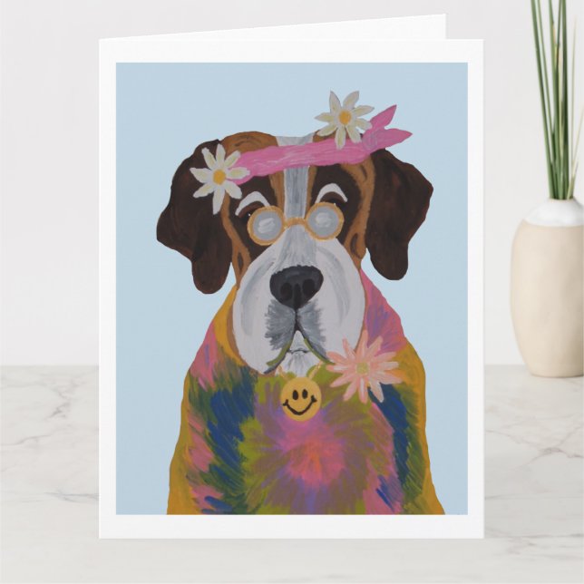 Saint Bernard Hippie Karte (Vorderseite)