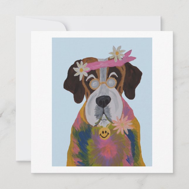 Saint Bernard Hippie Karte (Vorderseite)