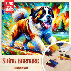 Saint Bernard Hund Acryl Kunst Druck Hunde Liebhab Puzzle