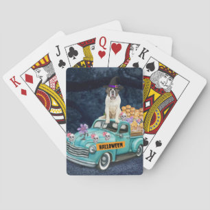 Saint Bernard Hund Halloween LKW Gruselige Nacht Spielkarten