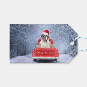 Saint Bernard Hund im Schnee sitzen Weihnachtswage Geschenkanhänger