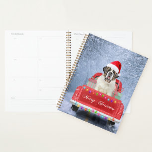 Saint Bernard Hund im Schnee sitzen Weihnachtswage Planer