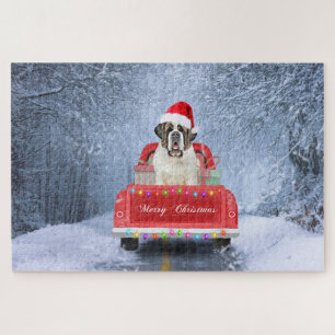 Saint Bernard Hund im Schnee sitzen Weihnachtswage Puzzle
