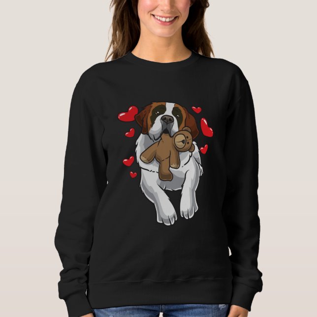 Saint Bernard Hund mit Herz Sweatshirt (Vorderseite)