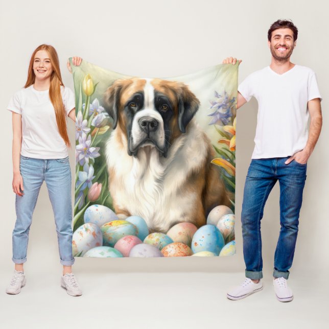 Saint Bernard Hund mit Ostereiern Urlaub Fleecedecke (Beispiel)