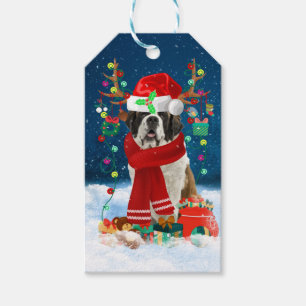 Saint Bernard Hund mit Weihnachtsgeschenken Geschenkanhänger