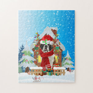 Saint Bernard Hund mit Weihnachtsgeschenken Puzzle