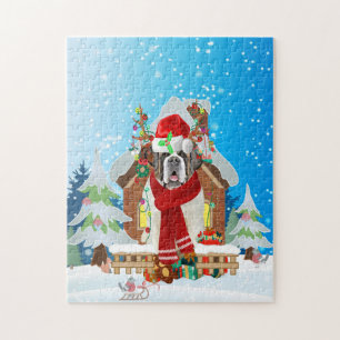 Saint Bernard Hund mit Weihnachtsgeschenken Puzzle