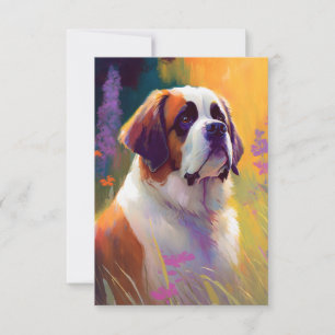 Saint Bernard Hund Tierportrait Malerei Haustier Dankeskarte