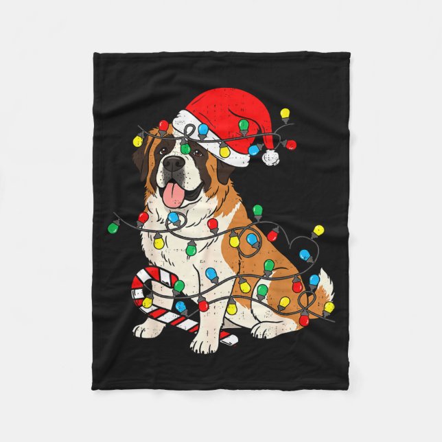 Saint Bernard Hund Weihnachtsbeleuchtung Weihnacht Fleecedecke (Vorderseite)