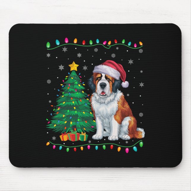 Saint Bernard Hund Weihnachtsmannmütze Männer Frau Mousepad (Vorne)