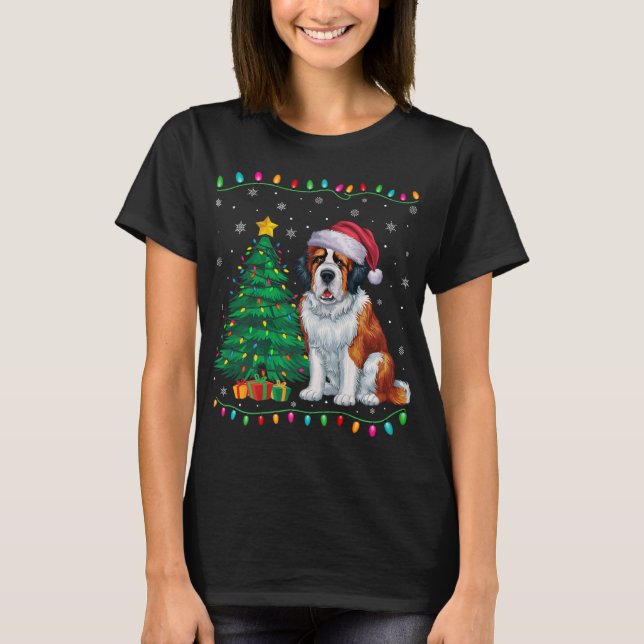 Saint Bernard Hund Weihnachtsmannmütze Männer Frau T-Shirt (Vorderseite)