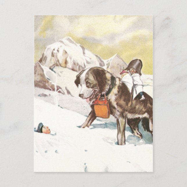 Saint Bernard Hund zur Rettung Postkarte (Vorderseite)