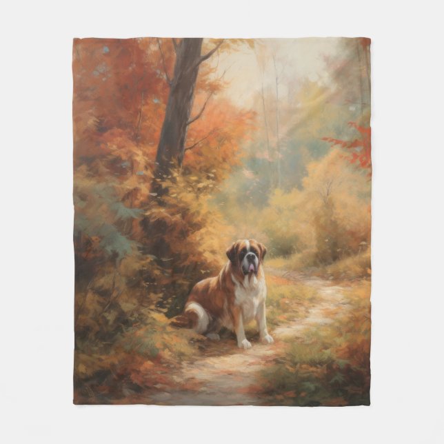 Saint Bernard im Herbst Leaves Fall Inspiriert Fleecedecke