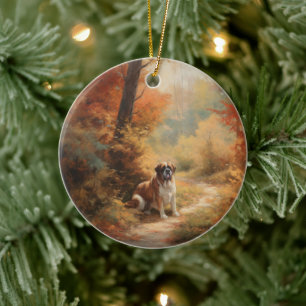 Saint Bernard im Herbst Leaves Fall Inspiriert Keramik Ornament