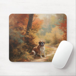 Saint Bernard im Herbst Leaves Fall Inspiriert Mousepad