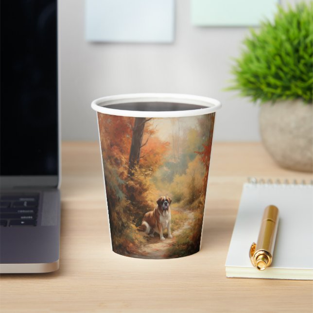 Saint Bernard im Herbst Leaves Fall Inspiriert Pappbecher (InSitu)