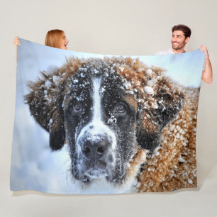 SAINT BERNARD in SNOW Fleecedecke