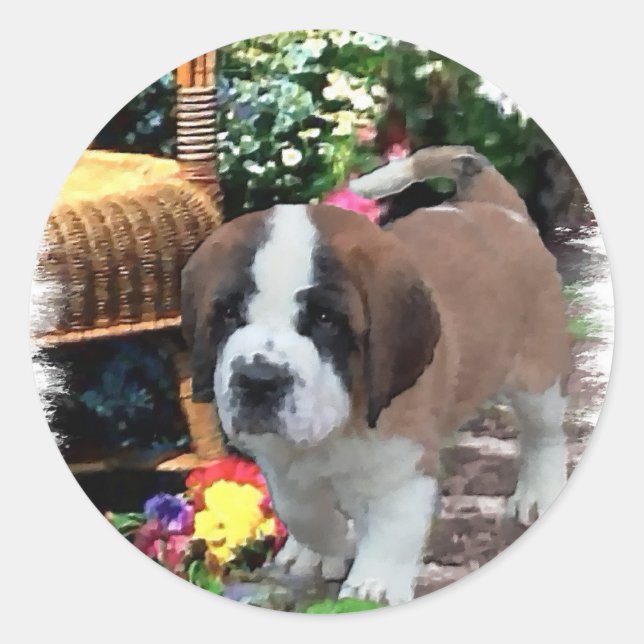 Saint Bernard Kunstgeschenke Runder Aufkleber (Vorderseite)