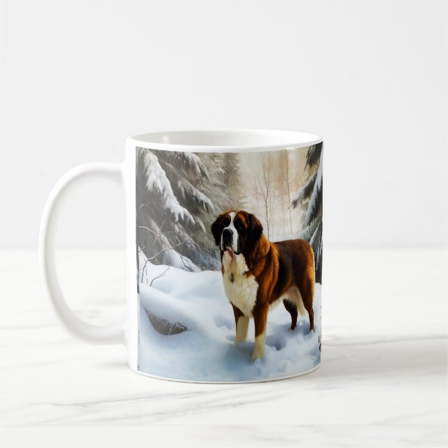 Saint Bernard Lassen Sie es Schnee Weihnachten Kaffeetasse (Links)