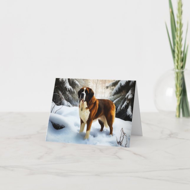 Saint Bernard Lassen Sie es Schnee Weihnachten Karte (Vorderseite)