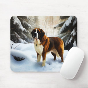 Saint Bernard Lassen Sie es Schnee Weihnachten Mousepad