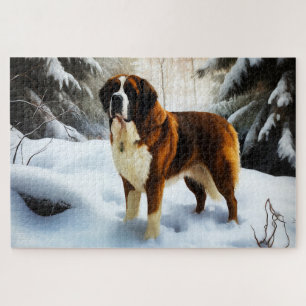 Saint Bernard Lassen Sie es Schnee Weihnachten Puzzle