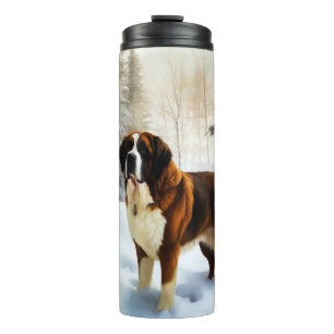 Saint Bernard Lassen Sie es Schnee Weihnachten Thermosbecher