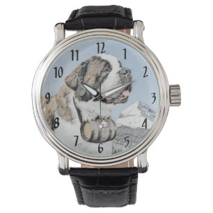 Saint Bernard Malerei - Niedliche Original Hunde K Armbanduhr