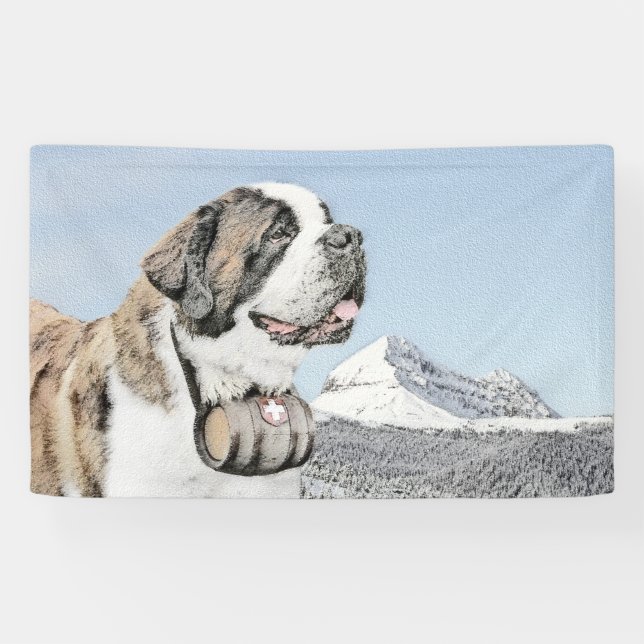 Saint Bernard Malerei - Niedliche Original Hunde K Banner (Horizontal)