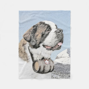 Saint Bernard Malerei - Niedliche Original Hunde K Fleecedecke
