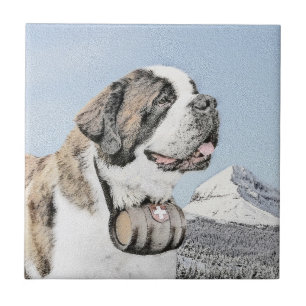 Saint Bernard Malerei - Niedliche Original Hunde K Fliese