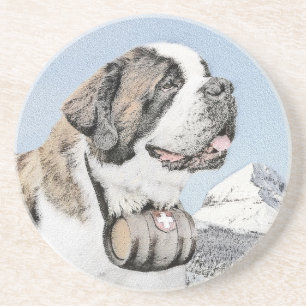 Saint Bernard Malerei - Niedliche Original Hunde K Getränkeuntersetzer