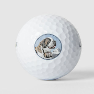 Saint Bernard Malerei - Niedliche Original Hunde K Golfball