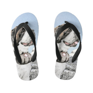 Saint Bernard Malerei - Niedliche Original Hunde K Kinderbadesandalen