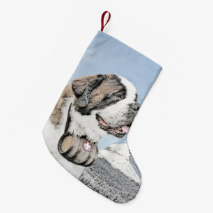Saint Bernard Malerei - Niedliche Original Hunde K Kleiner Weihnachtsstrumpf