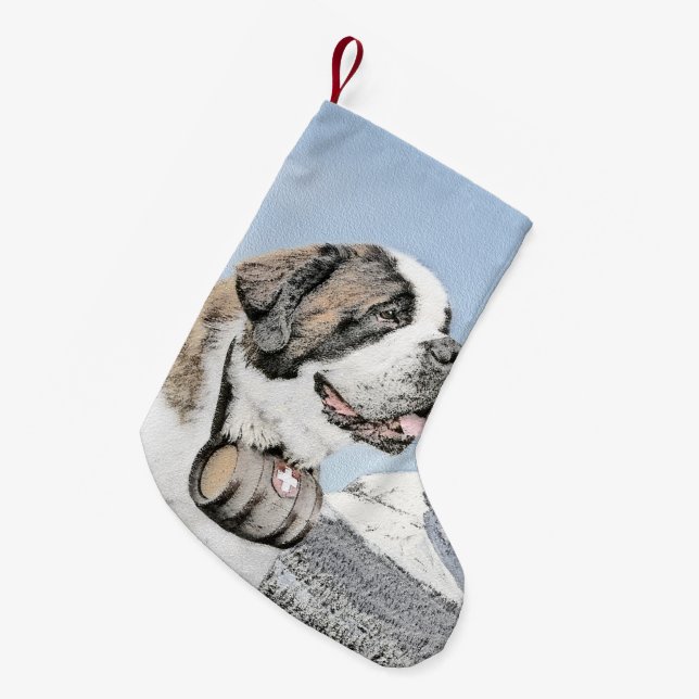 Saint Bernard Malerei - Niedliche Original Hunde K Kleiner Weihnachtsstrumpf (Vorderansicht (hängend))