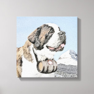 Saint Bernard Malerei - Niedliche Original Hunde K Leinwanddruck