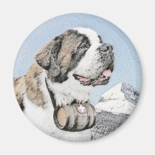 Saint Bernard Malerei - Niedliche Original Hunde K Magnet