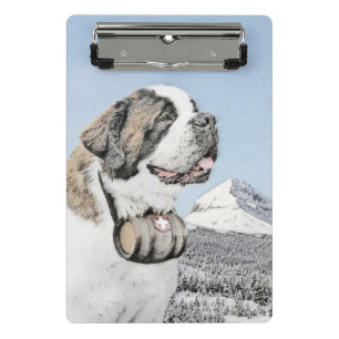 Saint Bernard Malerei - Niedliche Original Hunde K Mini Klemmbrett