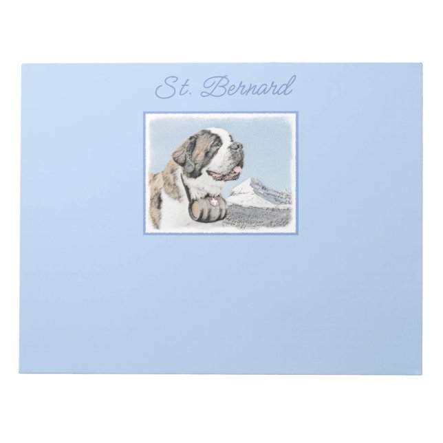 Saint Bernard Malerei - Niedliche Original Hunde K Notizblock (Vorderseite)