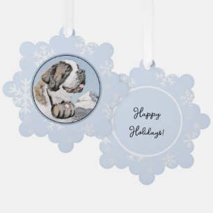 Saint Bernard Malerei - Niedliche Original Hunde K Ornament Karte