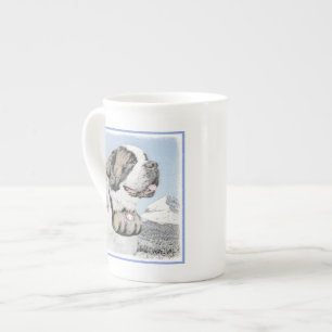 Saint Bernard Malerei - Niedliche Original Hunde K Prozellantasse