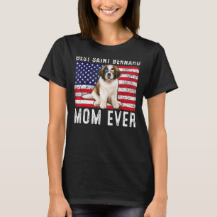 Saint Bernard Mama Usa American Flag Hundebesitzer T-Shirt