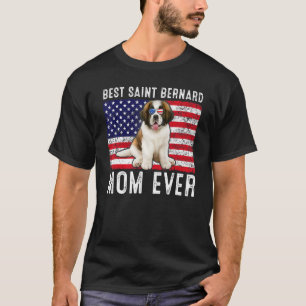 Saint Bernard Mama Usa American Flag Hundebesitzer T-Shirt