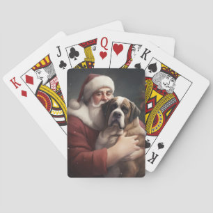 Saint Bernard mit Weihnachtsmann Festliches Weihna Spielkarten