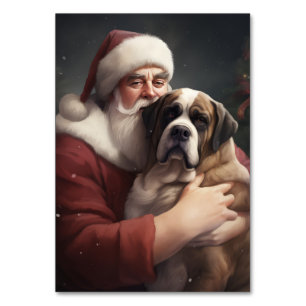 Saint Bernard mit Weihnachtsmann Festliches Weihna Tischnummer