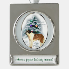 Saint Bernard Personalisiert Weihnachten Banner-Ornament Silber