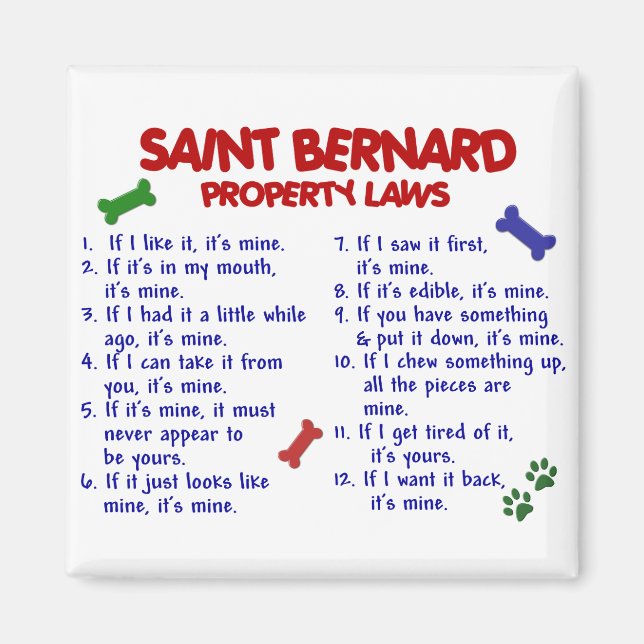 SAINT BERNARD Property Laws 2 Magnet (Vorne)