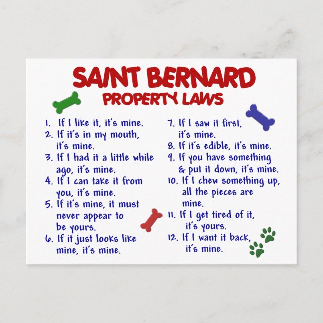 SAINT BERNARD Property Laws 2 Postkarte (Vorderseite)